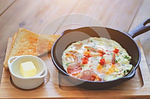 Breakfast egg pan menu.