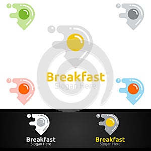 Breakfast Fast Food Delivery Service Logo for Restaurant, Cafe or Online Catering Delivery