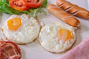 breakfast food on white plate