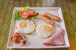 breakfast food on white plate