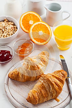 Breakfast with French croissants