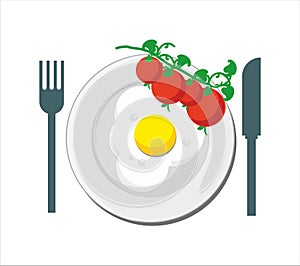 Breakfast - fried egg and tomato