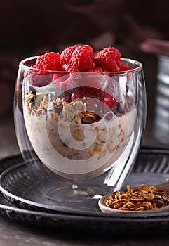 breakfast in a glass granola yogurt and berries