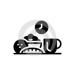 Black solid icon for Breakfast, meal and healthy