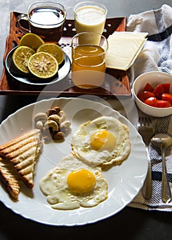 Breakfast items displayed healthy and nutritious