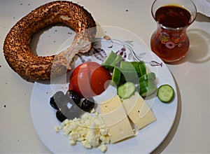 Breakfast with izmir flakes tea at home