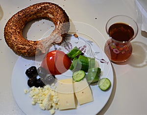 Breakfast with izmir flakes tea at home