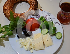 Breakfast with izmir flakes tea at home