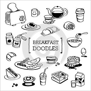 Breakfast menu Doodle, Hand drawing styles of Breakfast menu