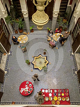 Breakfast in Morocoo in a raid viewed from above.