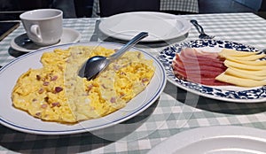 Breakfast for mountaineer Omelet Prosciutto Cheese