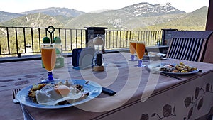 Breakfast at the mountains photo