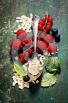 Breakfast with oats and berries