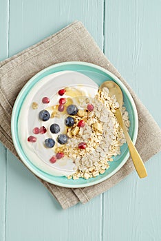 Breakfast oats with berries photo