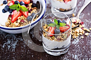 Breakfast parfait with homemade granola photo