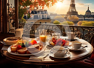 Breakfast in Paris, with the Eiffel Tower outside