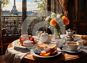 Breakfast in Paris, with the Eiffel Tower outside