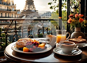 Breakfast in Paris, with the Eiffel Tower outside