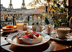 Breakfast in Paris, with the Eiffel Tower outside