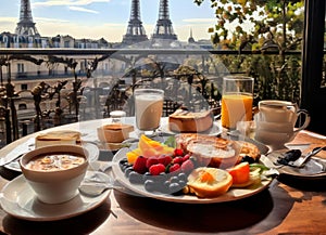 Breakfast in Paris, with the Eiffel Tower outside