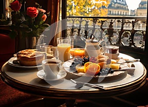 Breakfast in Paris, with the Eiffel Tower outside