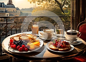 Breakfast in Paris, with the Eiffel Tower outside