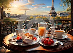 Breakfast in Paris, with the Eiffel Tower outside