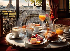 Breakfast in Paris, with the Eiffel Tower outside