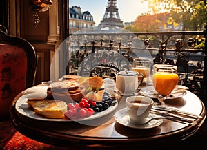 Breakfast in Paris, with the Eiffel Tower outside