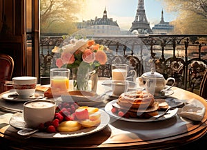 Breakfast in Paris, with the Eiffel Tower outside