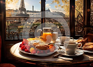 Breakfast in Paris, with the Eiffel Tower outside