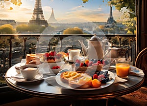 Breakfast in Paris, with the Eiffel Tower outside