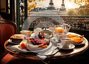 Breakfast in Paris, with the Eiffel Tower outside