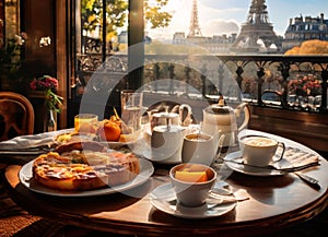 Breakfast in Paris, with the Eiffel Tower outside