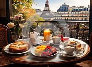 Breakfast in Paris, with the Eiffel Tower outside