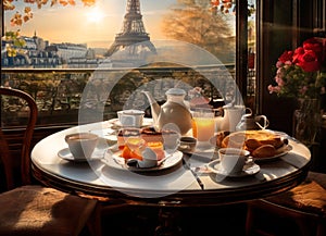 Breakfast in Paris, with the Eiffel Tower outside