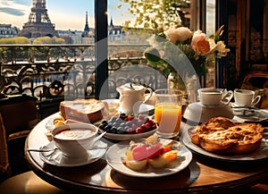 Breakfast in Paris, with the Eiffel Tower outside