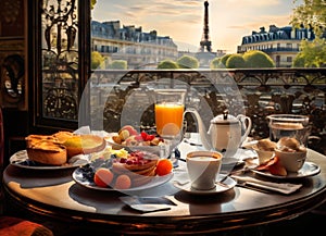 Breakfast in Paris, with the Eiffel Tower outside