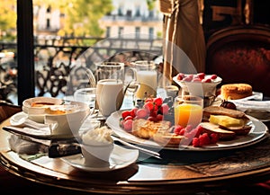 Breakfast in Paris, with the Eiffel Tower outside