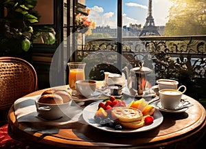 Breakfast in Paris, with the Eiffel Tower outside