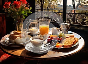 Breakfast in Paris, with the Eiffel Tower outside