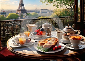 Breakfast in Paris, with the Eiffel Tower outside