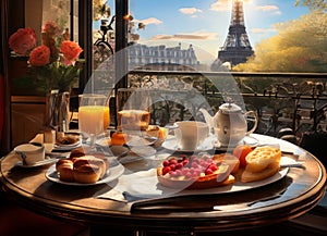 Breakfast in Paris, with the Eiffel Tower outside