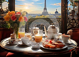 Breakfast in Paris, with the Eiffel Tower outside