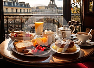 Breakfast in Paris, with the Eiffel Tower outside