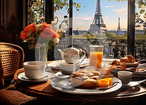 Breakfast in Paris, with the Eiffel Tower outside