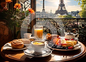 Breakfast in Paris, with the Eiffel Tower outside