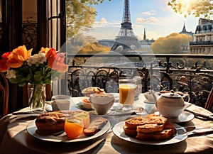 Breakfast in Paris, with the Eiffel Tower outside