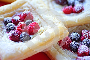 Breakfast pastries with fresh fruit
