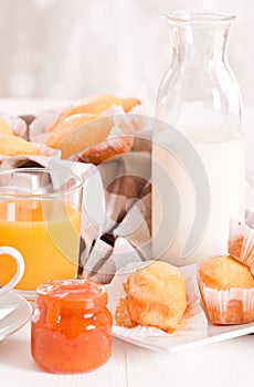 Breakfast with plumcake.